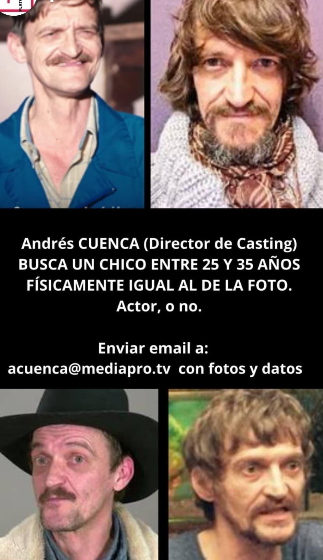 Chico 25/35 años FÍSICAMENTE IGUAL al actor de la foto